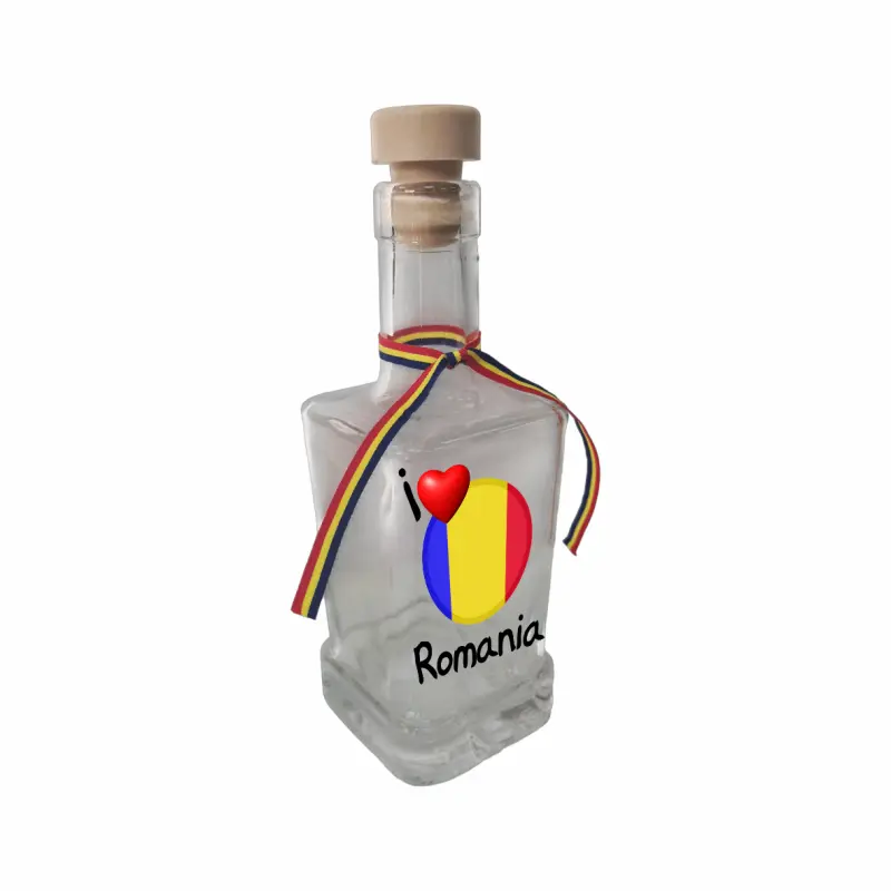 I love romania, sticla cu mesaj patrata, 250 ml, model divgs318 07